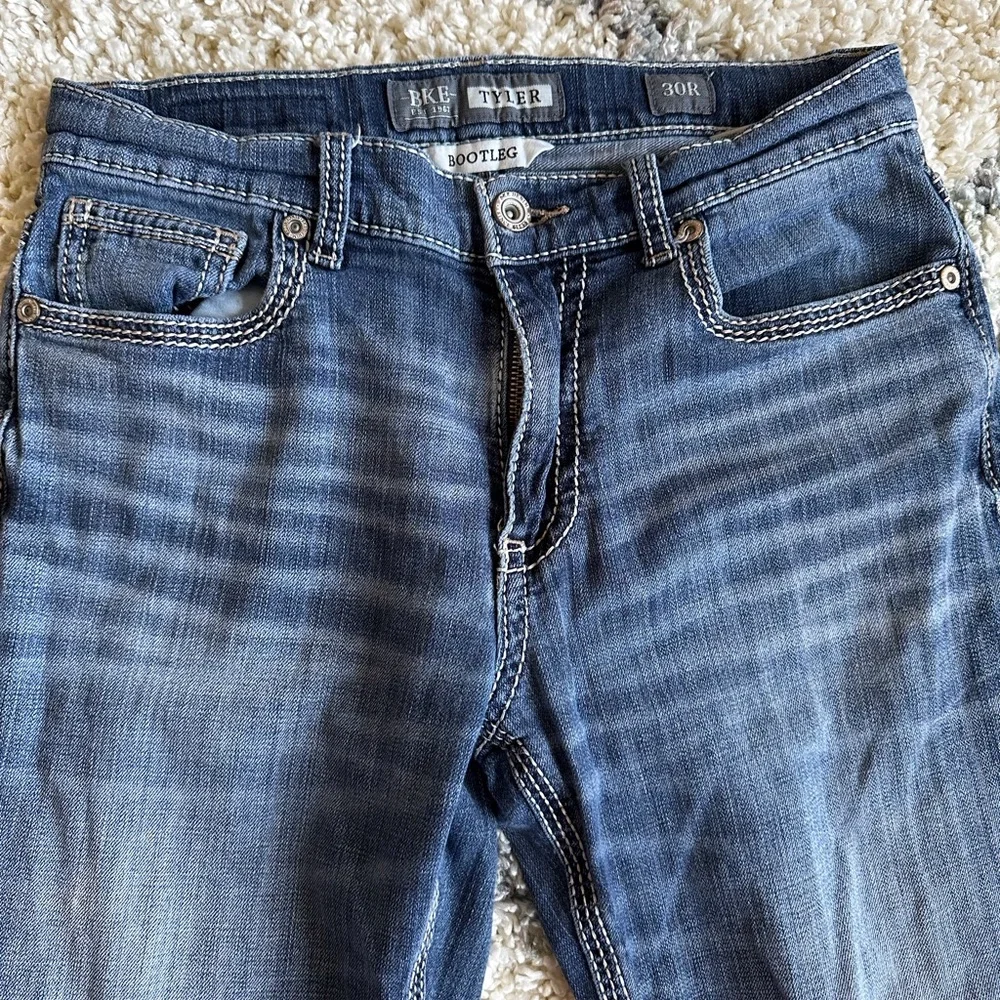 Men’s BKE Tyler Bootleg Jeans 30R Medium Wash Stretch Western